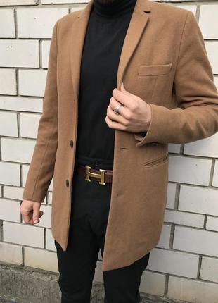 Шерстяное пальто america today zara h&m стильное актуальное кемел camel беж