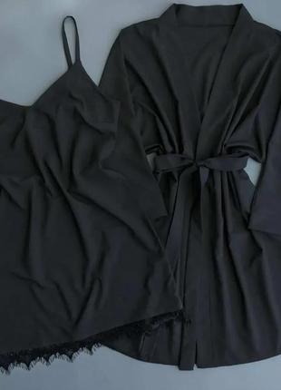 Выбор цвета комплект женский халат и пеньюар с кружевом, софт1 фото