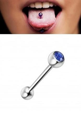 Штанга для пірсингу 16 мм piercing steel sapphire 16х1.8х6/6
