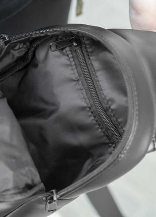 Чоловіча сумка-слінг через плече set з екошкіри чорна бананка нагрудна однолямкові рюкзаки через пле4 фото