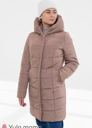 Стильное зимнее пальто 2 в 1 для беременных с дополнительной вставкой для животика6 фото
