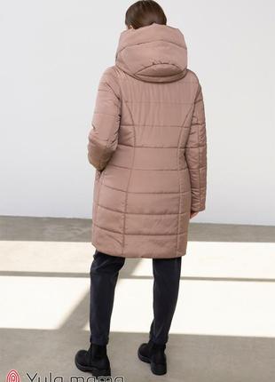 Стильное зимнее пальто 2 в 1 для беременных с дополнительной вставкой для животика5 фото