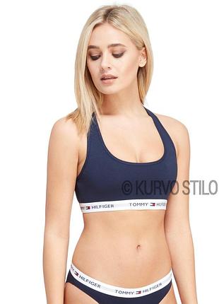 Женский комплект нижнего белья tommy hilfiger (топ + трусы слипы), цвет синий