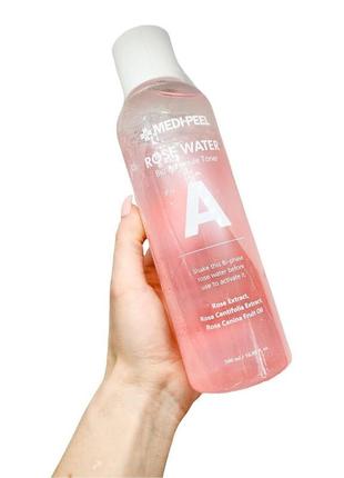 Двухфазный ампульный тонер с экстрактом розы medi-peel rose water bio ampoule toner - 500 мл