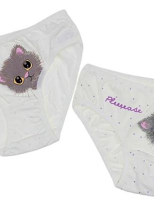 Трусики детские для девочки  "котенок", 8-9 лет (рост 134-140)