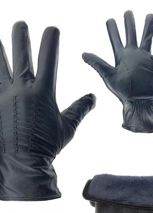Классические мужские перчатки  из натуральной кожи (лайка) на подкладке с плюша1 фото