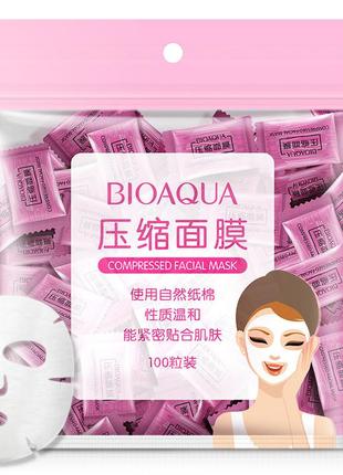 Тканевые маски прессованные bioaqua compressed facial mask(100шт)