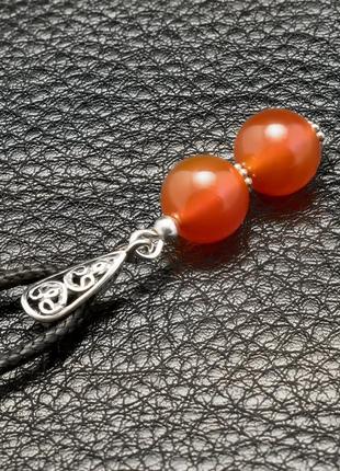 Сердолик, серебро, комплект кулон и серьги, 038кмс