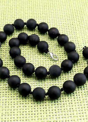 Бяньши черный нефрит, ø12 мм., бусы, 320бсб