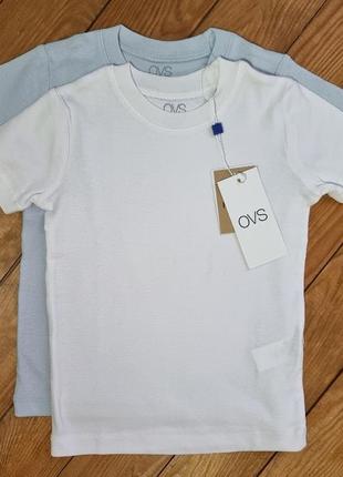 Комплект футболок для хлопчика, зріст 92-98 (2-3 роки), колір білий, блакитний