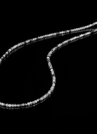 Бусы шнурок из волосатика турмалинового кварца, ø2 мм., 736бсв