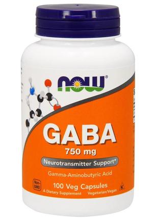 Гамма-аміномаскова кислота now foods gaba 750 мг 100 капсул