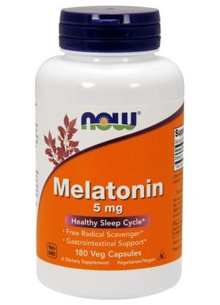 Мелатонін now foods melatonin 5 мг 180 капсул1 фото