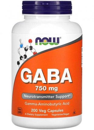 Гамма-аміномаскова кислота now foods gaba 750 мг 200 капсул