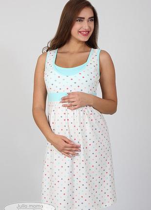 Ночная сорочка для беременных и кормящих sela nw-1.8.3, горошки с ментолом 44р.