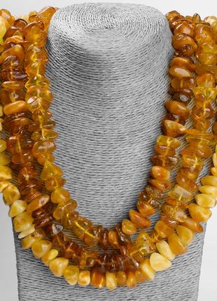 Янтарь самородки шлифованные бусы, 200 см., 1012бся