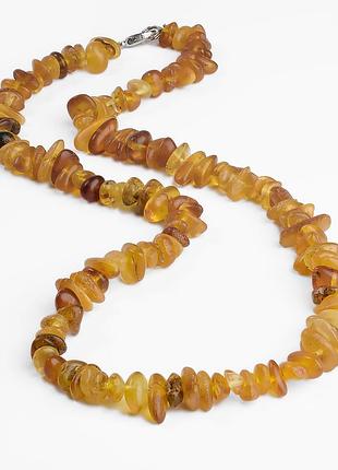 Янтарь самородки шлифованные бусы, 45 см., 1018бся