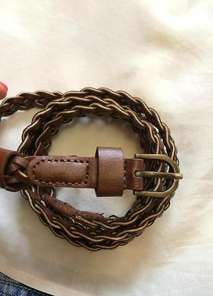 Фирменный плетеный ремень accessorize,тонкий ремешок,пояс,поясок+подарок
