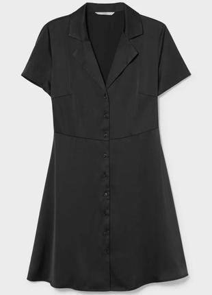 Атласное платье, размер евро 42, цвет черный3 фото