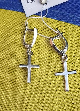 Серьги кресты из серебра