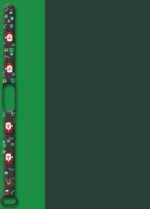 Силіконовий ремінець для фітнес браслета xiaomi mi band 5/6 merry cristmas №5, зелений (mrk2096)