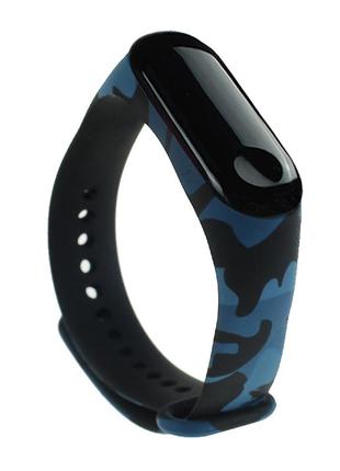 Силіконовий ремінець mrk для фітнес браслета xiaomi mi band 4/3 з малюнком khaki blue (mrk21042020)