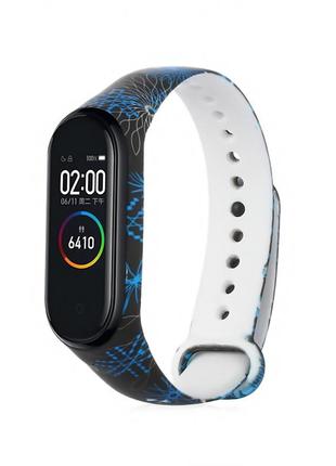 Силіконовий ремінець mrk для фітнес-браслета xiaomi mi band 4/3 з малюнком black-blue (mrk0038)