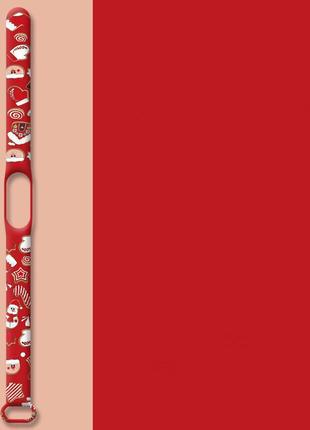 Силіконовий ремінець для фітнес браслета xiaomi mi technology 5/6 merry cristmas №8, червоний (mrk2099)