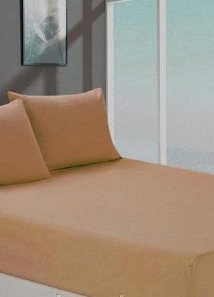Трикотажные простыни на резинке с наволочками 70*70. персик.