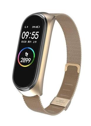 Металевий ремінець mrk для фітнес-браслет xiaomi mi band 5/6 золото в2 vintage gold (mrk0016)