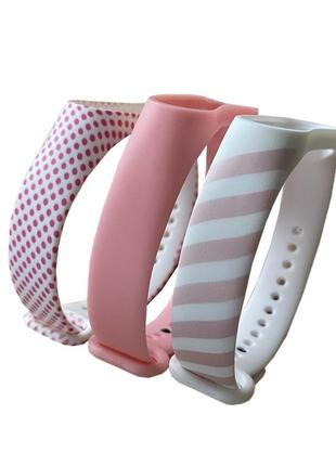 Комплект ремінців mrk для xiaomi mi band 4/3 joy, біло-рожевий, рожевий (mrk3015)