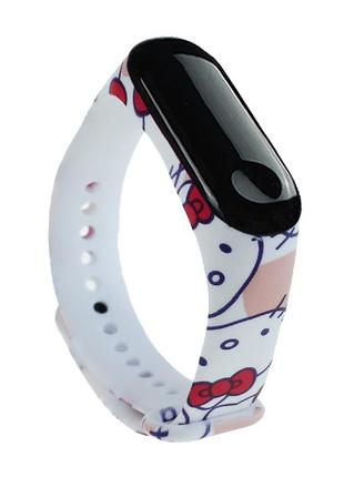 Силіконовий ремінець mrk для фітнес браслета xiaomi mi band 4/3 з малюнком hellokitty (mrk21042025)