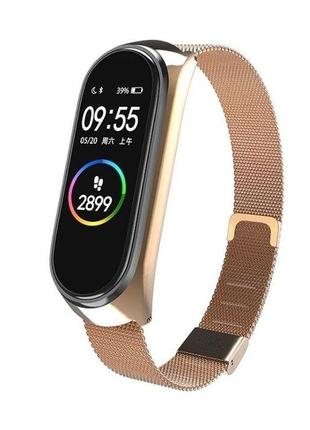 Металевий ремінець mrk для фітнес браслета xiaomi mi band 5/6 золото в3 pink sand (mrk0017)