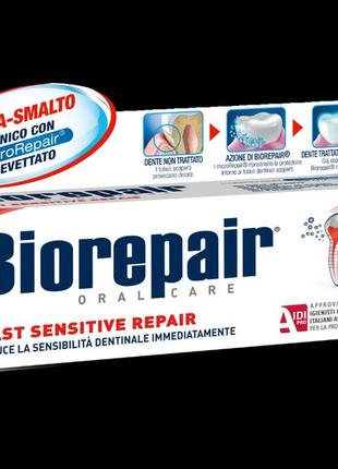 Зубна паста biorepair fast sensitive для чутливих зубів 75мл3 фото