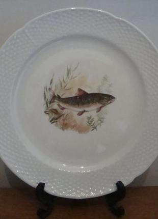 Антикварная тарелка - 24 см рыба фарфор германия № 1059