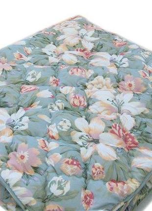 Зимнее теплое полуторное одеяло 150*210. холлофайбер. цветочный принт.