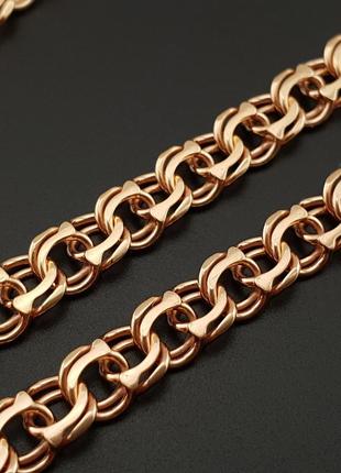 Позолочений срібний ланцюжок бісмарк. цепочка срібло 925, позолота 585. ширина ланки 5,5 мм