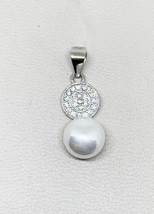 Кулон серебряный с жемчугом и кубическим цирконием 1,47 г