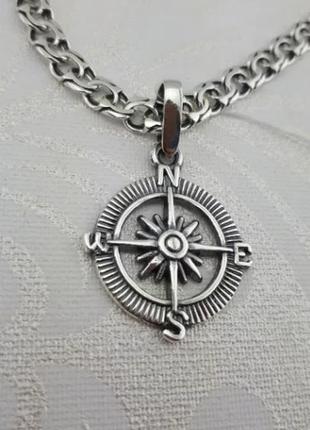 Срібна підвіска "компас". кулон з срібла 925 проби на ключі4 фото