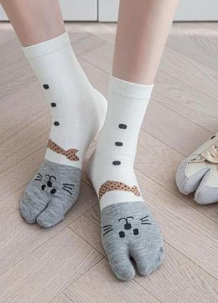 Носки с двумя пальцами котенок kiki sox 36-40 женские белый2 фото