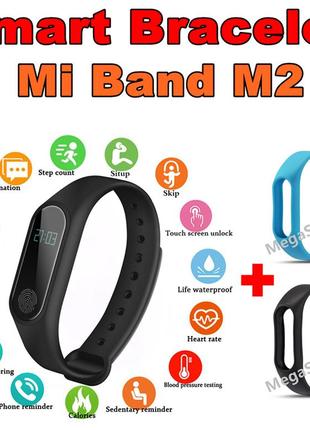 Фитнес браслет трекер mi band m2 с тонометром, женские мужские умные смарт часы m2bb1 фото