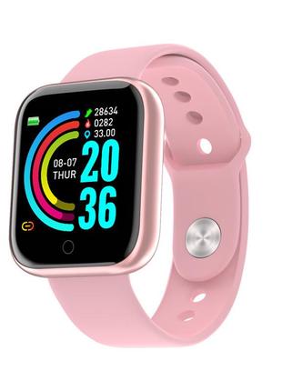 Розумний смарт годинник жіночий чоловічий smart watch yc68 рожеві з тонометром. фітнес браслет трекер