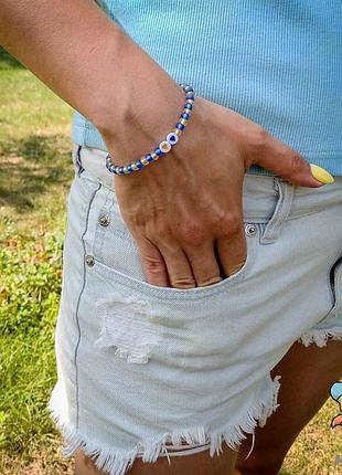 Браслет жовто блакитні серця.  ручна робота. авторський дизайн2 фото