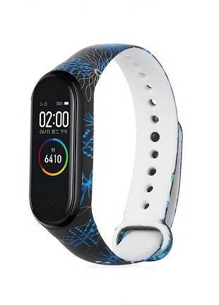 Силіконовий ремінець mrk для фітнес браслета xiaomi mi band 4/3 з малюнком black-blue (mrk0038)