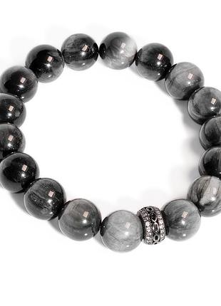 Браслет из кошачьего глаза цимофан хризоберилл, ø10 мм., 834бск