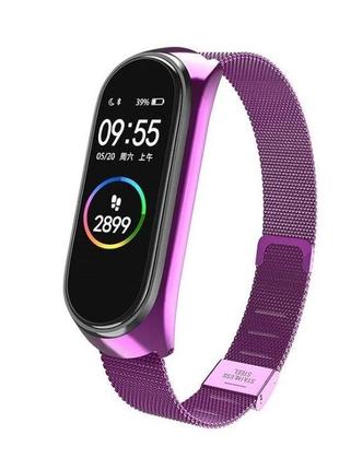 Металевий ремінець mrk для фітнес браслета xiaomi mi band 4/3 фіолетовий (mrk18102007)