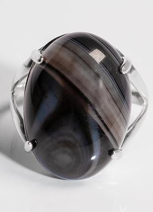 Серебряное кольцо с ониксом, 25*18 мм., 1623ко