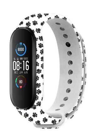 Силіконовий ремінець mrk для фітнес-браслет xiaomi mi band 6/5 з малюнком лапки (5) (mrk3098)
