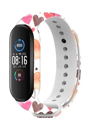 Силіконовий ремінець mrk для фітнес-браслет xiaomi mi band 6/5 з малюнком heart (59) (mrk3118)