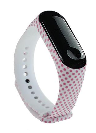 Силиконовый ремешок mrk для фитнес браслета xiaomi mi band 4/3 с рисунком pink peas (mrk21042002)